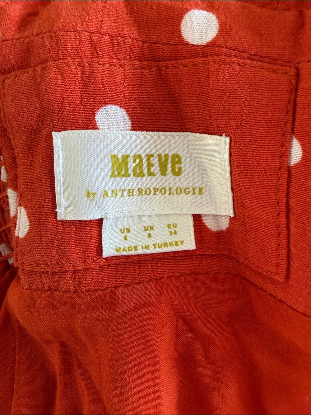Maeve Anthropologie Orange Polka Dot Midi Dress with Front Slit Size 2 - Picture 6 of 7